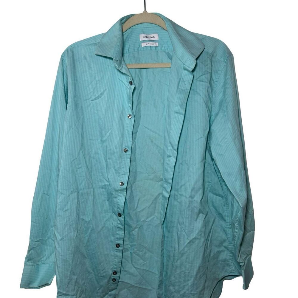 Calvin-klein Men's Blue and Green Shirt